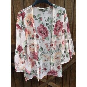 Adara one size Floral Kimono with boho sleeves
